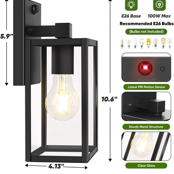 Black Outdoor Wall Lantern Set - Picture 3 of 3